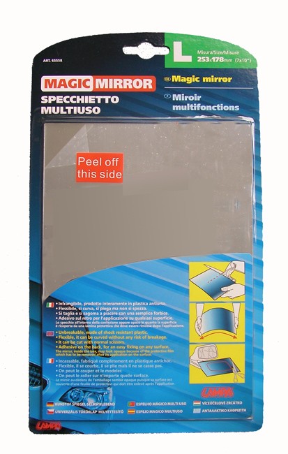 Lámina de espejo retrovisor exterior adhesiva para coche (253x178mm)